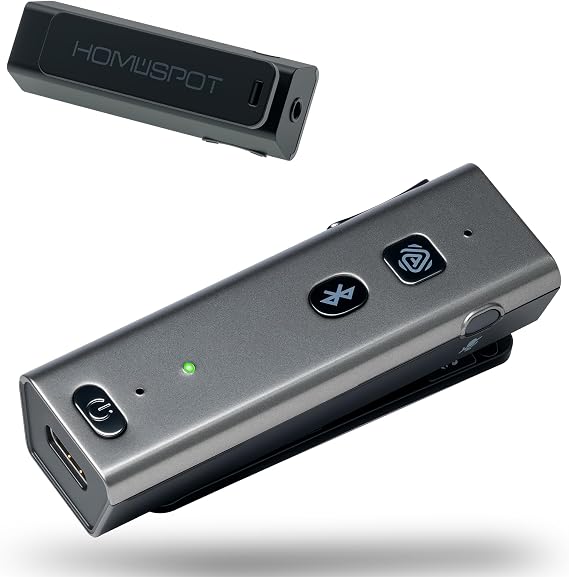BA358 Wireless Bluetooth 5.3 Receiver with Auracast, 3.5mm Jack, aptX Adaptive & HD, 25+ Hour Battery, CVC Mic, Clip-On Design