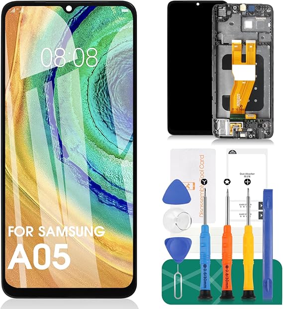 for Samsung Galaxy A05 LCD Screen Replacement for Samsung Galaxy A05 Touch Display Screen Digitizer Full Assembly with Frame Black SM-A055F SM-A055F/DS SM-A055M SM-A055M/DS