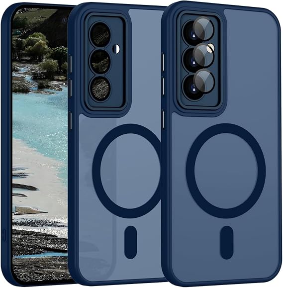 Case for Samsung from Babylon Camera Protected Matte Transparent Color Case with Mag-safe Wireless Charging Feature (Navy Blue, Galaxy A35)