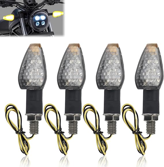 4PCS Motorcycle Led Turn Signal Light,14LED Mini Motorcycle Indicators | 12V Amber Signal Light, Waterproof Motorbike Turning Blinkers, Universal Compatible with Honda Yamaha Kawasaki Suzuki