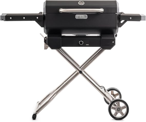 Masterbuilt Electric Portable Charcoal Grill and Smoker with SteadyTemp Analog Temperature Control, Collapsible Cart and 200 Cooking Square Inches in Black, Model MB20040722