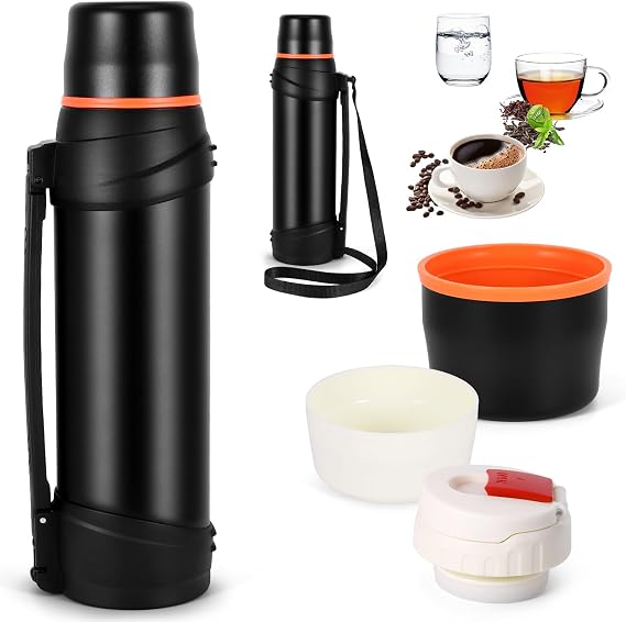 Flask for Hot Drinks 2.5L Stainless Steel Insulated Bottle, Black