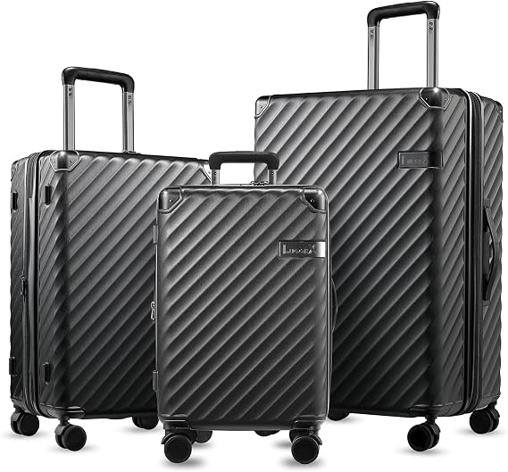 LUGGEX 3-Piece Luggage Set, 20/24/28 Inch, Charcoal Metallic