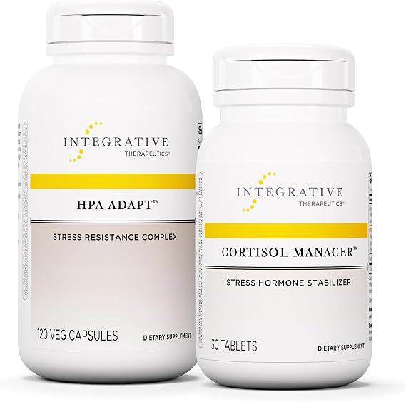 Integrative Therapeutics Bundle with Cortisol Manager, 30 Tablets - Stress Support Supplement with Ashwagandha* - & HPA Adapt, 120 Vegan Capsules - Support a Healthy Stress Response wit