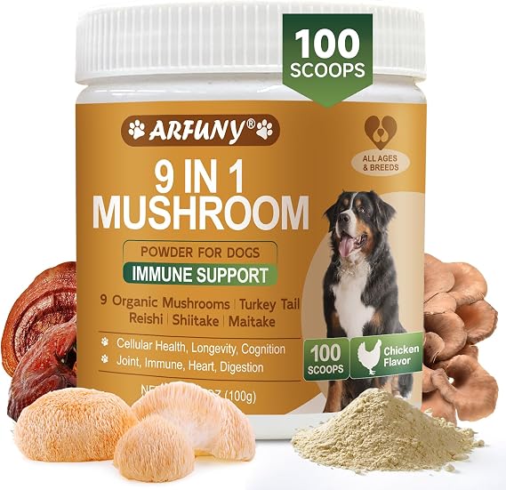 9 in 1 Mushroom Supplement for Dogs Digestive, Cellular, Immune Health