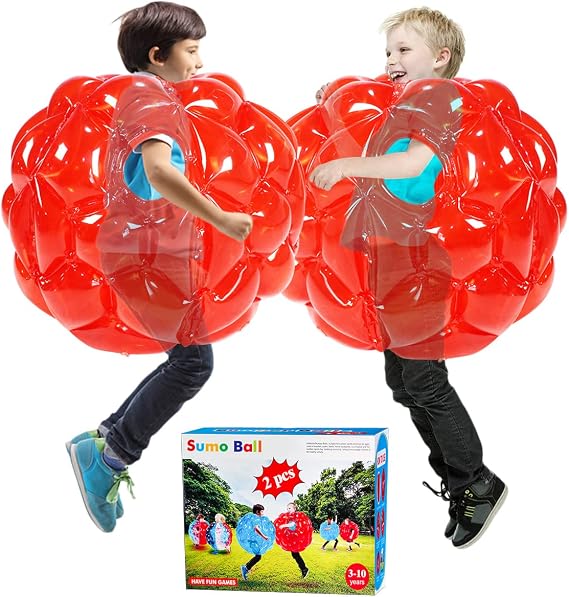SUNSHINE-MALL 2 PC Kid Sumo Balls,Bumper Bounce Ball for Kids, Grass Ball for Child Outdoor Team Gaming Play.(60 cm,red+red)
