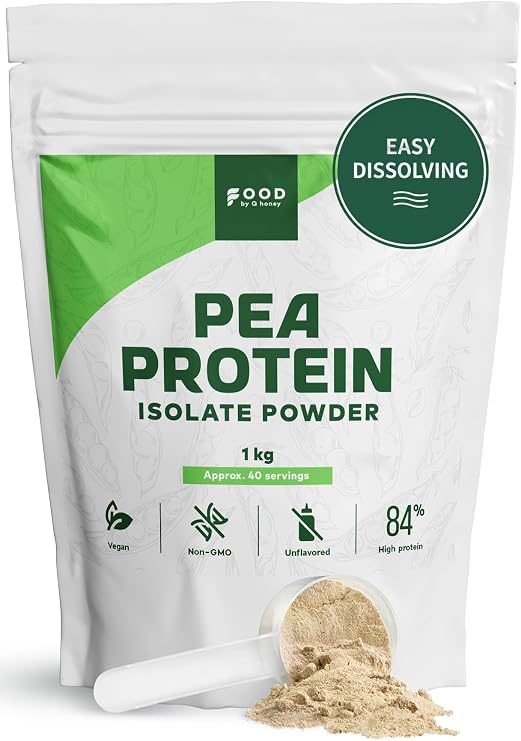 Pea Protein Isolate Powder 1KG, Unflavoured, 84% Plant Protein, Vegan