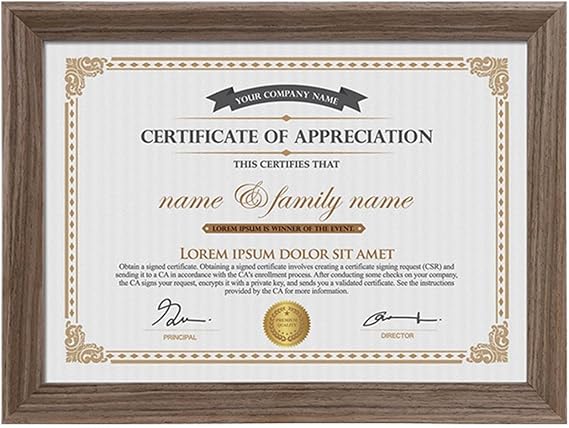 7.5 x 10 inch Certificate Diploma Frame Graduation Degree Document Picture Frame for Wall Mount Decor and Tabletop Display, Brown