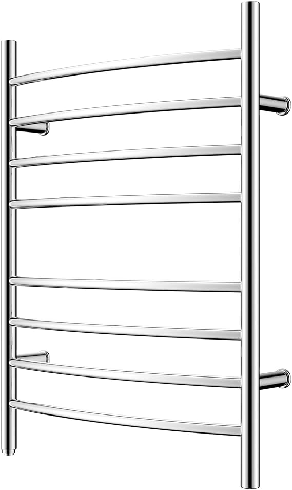 HEATGENE 8-Bar Towel Warmer, Heated Towel Rack, Plug-in, Mirror Polish
