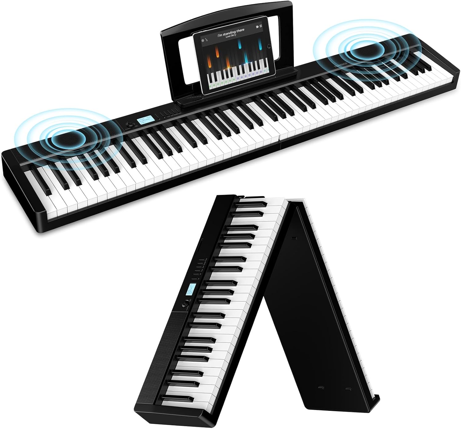 E Piano 88 Keys: TERENCE Keyboard Piano 10 W Speaker Foldable E Piano 88 Keys Semi-Weighted Keyboard Digital Piano with Bluetooth and MIDI Interface Suitable for Beginners and Professionals