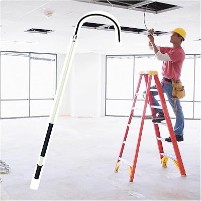 Heavy Duty High Voltage Rescue Hook, Insulated Handle Rescue Pole with Large Hook, Electrical Safety Life-saving Rod, Anti-electrocution Multi-Purpose Stick for Power Station Electrician FireWhite,2m
