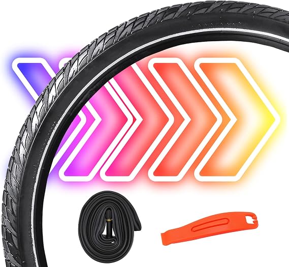 Panaracer Bike Tire 1x, Tube 1x, Tire Lever 1x - Green Shield Puncture Protection, Reflective Sidewalls, Surface 604 Special Edition, 27.5"x2.4", 3 Items