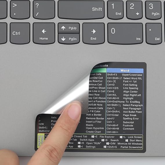 1 PCS/Pack Shortcut Sticker for Microsoft Windows + Word/Excel (for Windows 11/10) Quick Reference Guide PC Laptop Keyboard Shortcut Stickers, No-Residue Vinyl (Color)