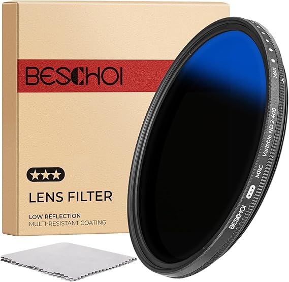 Beschoi 46mm MRC Variable ND Filter ND2-ND400, Neutral Density Adjustable ND Filter (0.3 to 2.7,1 to 9 Stops), Multi Layer Coated Optical Glass, Water Repellent & Scratch Resistant Ultra Slim Filter