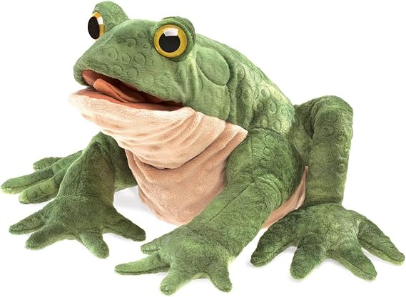 Folkmanis Toad Hand Puppet, Green/Light Tan