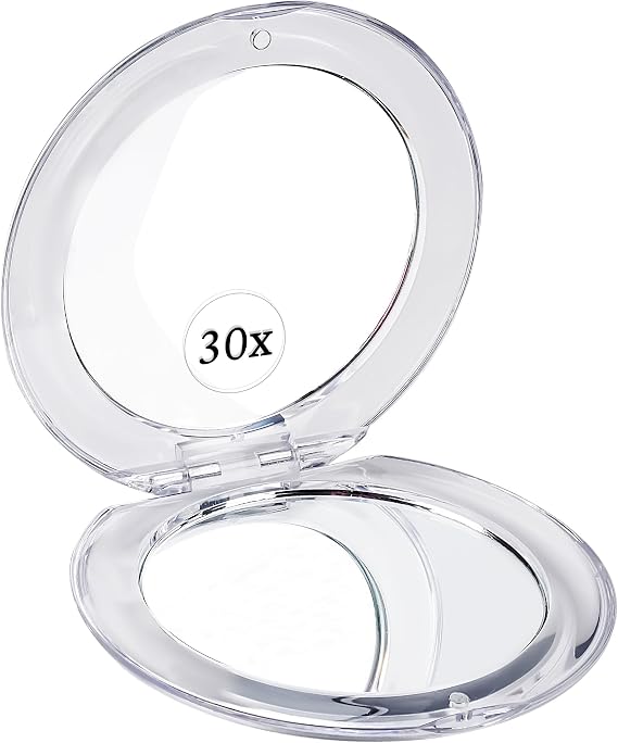 MIRRORVANA Small Compact 30X Magnifying Mirror for Travel, 3.3" (Round)