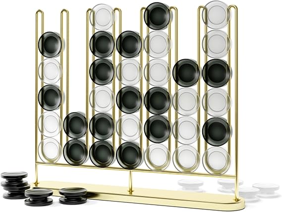 Umbra STAX Four-in-a-Row Game for 2 Players, Ages 6+, Brass