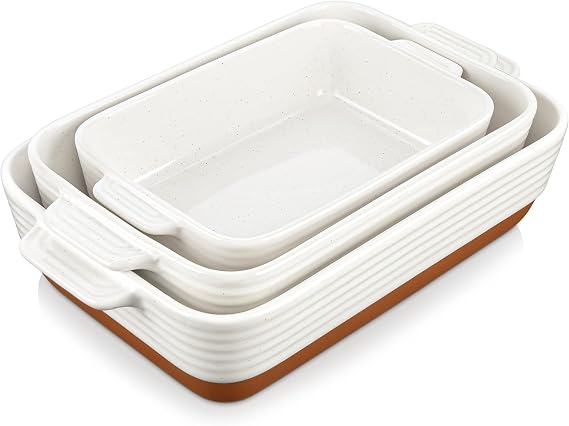 MALACASA Casserole Dishes for Oven, Ceramic Baking Dish Set of 3
