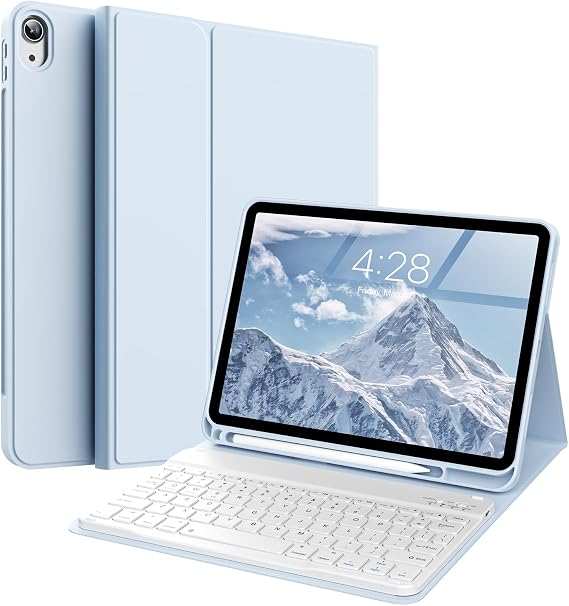 Keyboard Case for iPad (A16) 11th/10th Gen (11/10.9 Inch, 2025/2022) | Magnetic Detachable Wireless Bluetooth Keyboard, Folio Keyboard Cover with Pencil Holder - Thin & Light, Blue