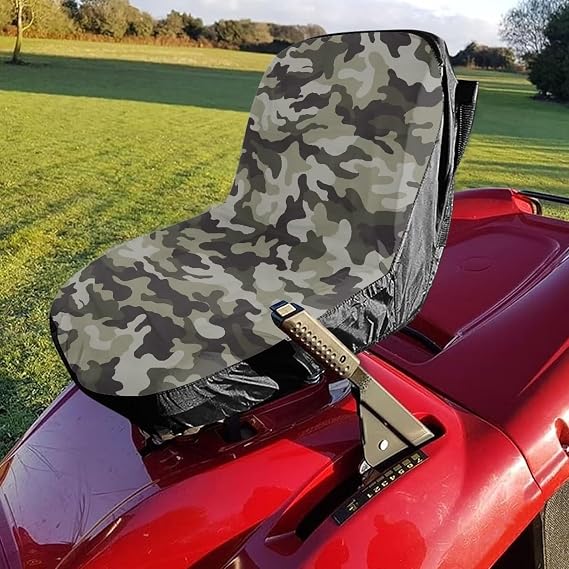 Riding Lawn Mower Seat Cover Camouflage Print Lawn Mower Cover Seat Protector Compatible with John Deere Craftsman Brown