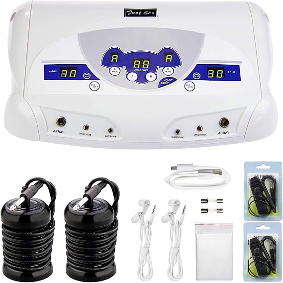 veicomtech Dual Ionic Foot Bath Detox Machine with MP3 Player | Ionic Foot Spa For Home & Salon, Foot Detox Machine With 2 Earphones, 2 Arrays, 5 Tub Liners