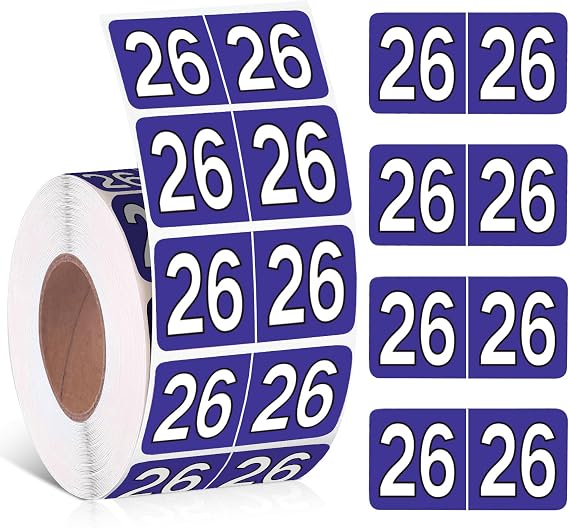 500 Pieces 2026 Year Stickers File Folder Year Labels Rectangle Coded Colored Year Stickers Self Adhesive Year Labels Tab File Folders Office Supplies, 1 Roll, 3/4" x 1-1/2"(Purple)