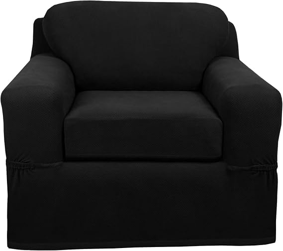 Maytex 4300513 Pixel 2 Piece, Black Chair Slipcover