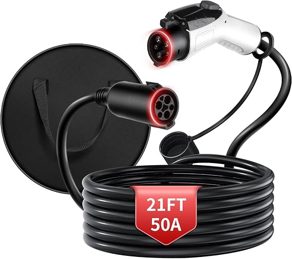 EV Extension Cable J1772 48A 20ft, EV Level 2 Charger Extension Cable, 240V EV Extension Cord for Fast Charging and Heavy Duty Use