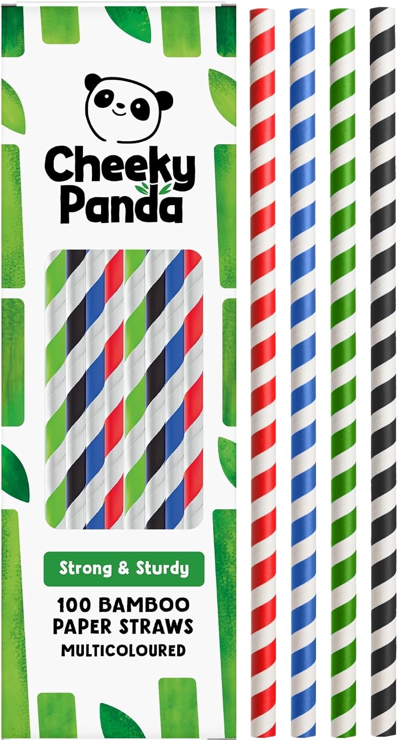 The Cheeky Panda Bamboo Paper Straws | 100 Multicoloured Drinking Straws