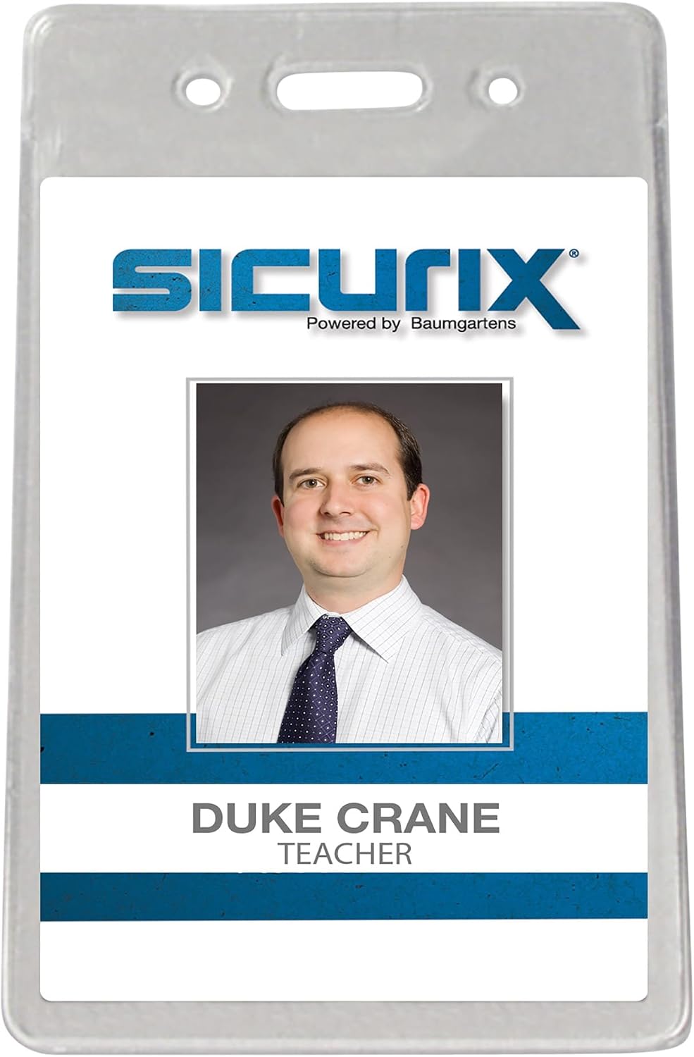 SICURIX ID Holder for License Lanyard, 50 Pack of Pre-Punched Plastic Badge Holders for Business or Personal Use, Compatible with Lanyard, Badge Reel, Chain, or Barb CLEAR 47820