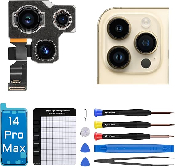 for iPhone 14 Pro Max Rear Camera Replacement 48MP Repair Kit | Main Back Camera Replace Full Tools Kit with Magnetic Pad Screwdriver for iPhone 14promax A2651 A2893 A2894 A2895 A2896