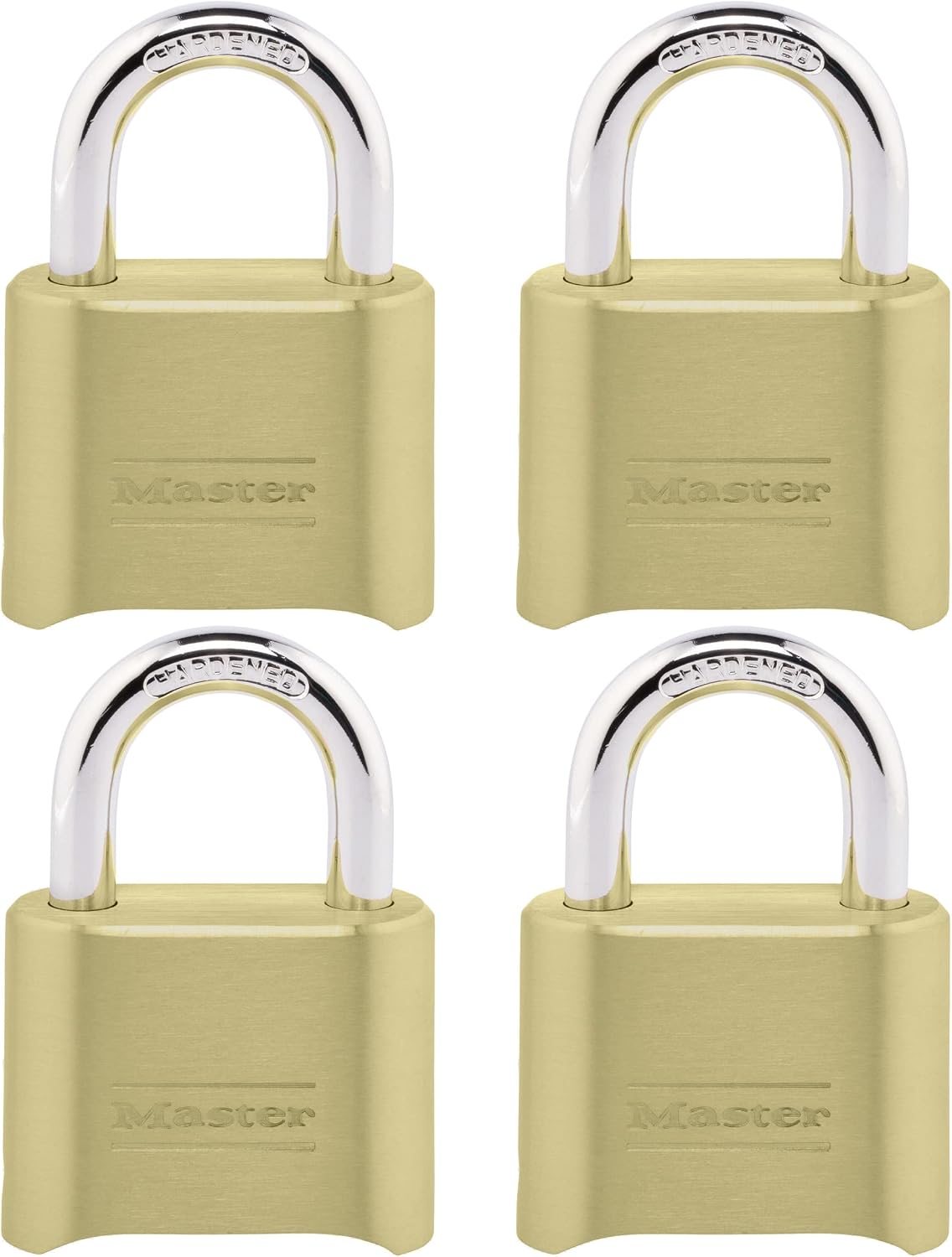 Master Lock Encrypted Lock, Indoor and Outdoor Padlock, Resettable Encrypted Cabinet Lock, 4 Packs, 175EC4, Gold