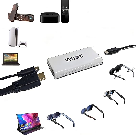 HDMI to USB C Adapter - 4K 60Hz Effortless Connection with a Provided Cable, for Xreal/Viture/RayNeo/Rokid AR Glasses, from TV Sticks,Set-Top Boxes, Laptops, Blu-Ray Players, PS5/Xbx