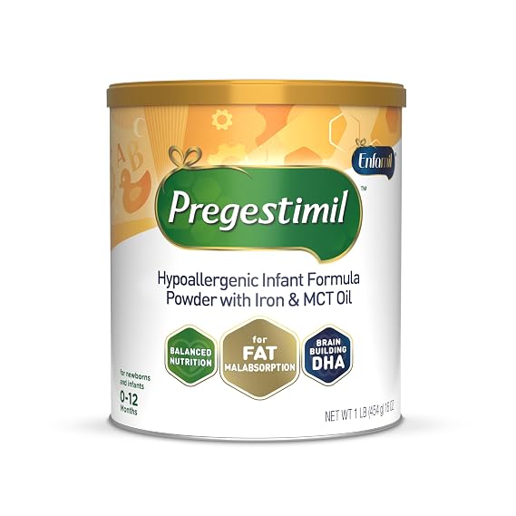 Enfamil Pregestimil Infant Formula with MCT Oil, for Fat Malabsorption Problems, Hypoallergenic Powder Can, 16 Oz,