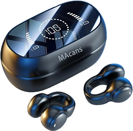 Kablosuz Kulaklıklar Kablosuz Kulak Klipsi Hava İletim Kulaklık Aynalı Yüzey LED Güç Ekranı Açık Kulak Kulakiçi Spor Bluetooth 5.3 Kulaklıklar (Siyah)