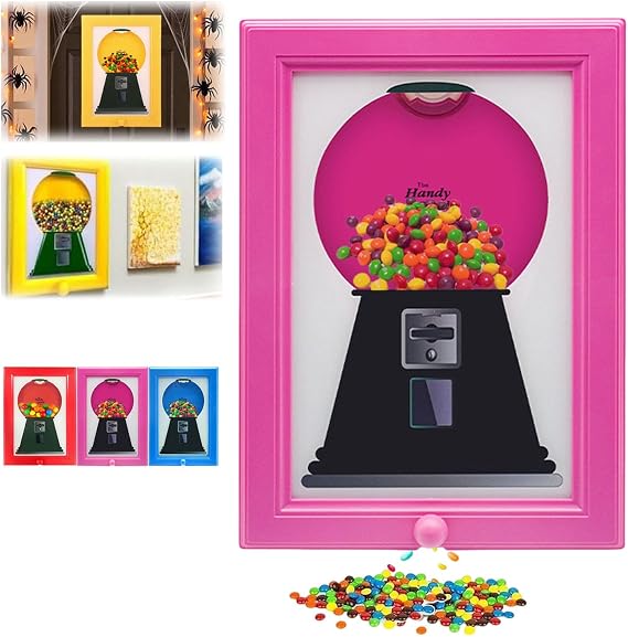 Asaint Candy Dispenser Picture Frame, Picture Frame Candy Dispenser, Handy Wall Mounted Gumball Machine Dispenser, Photo Wall Mount for Hanging or Tabletop Pet Snacks (Rose Red)