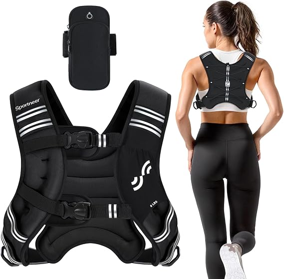 Sportneer Weighted Vest for Running Training Weight Vest | Adjustable Women Weighted Vest for Running Rucking Vest for Jogging Strength Training Weight Loss, 8lb/12lb/15lb/20lb/25lb