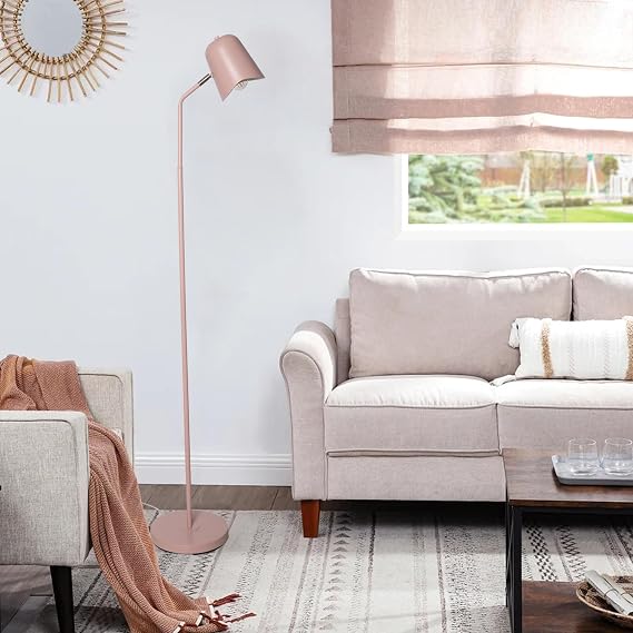 Modern Standing Floor Lamps with 8W LED Bulb, Foot Switch & Adjustable Head - Metal Tall Stand Up Lamp for Reading, Living Room, Bedroom & Office