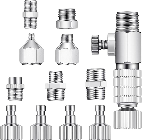 13 Pieces Airbrush Adapter Set, Including Airbrush Adapter Kit Quick Release Disconnect Fitting Connector Set for Air Compressor and Hose