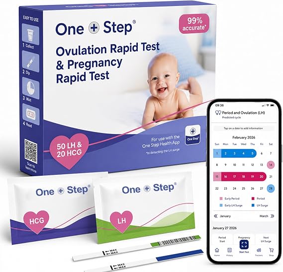 One Step Ovulation & Pregnancy Test Kit, 50 LH & 20 HCG Tests
