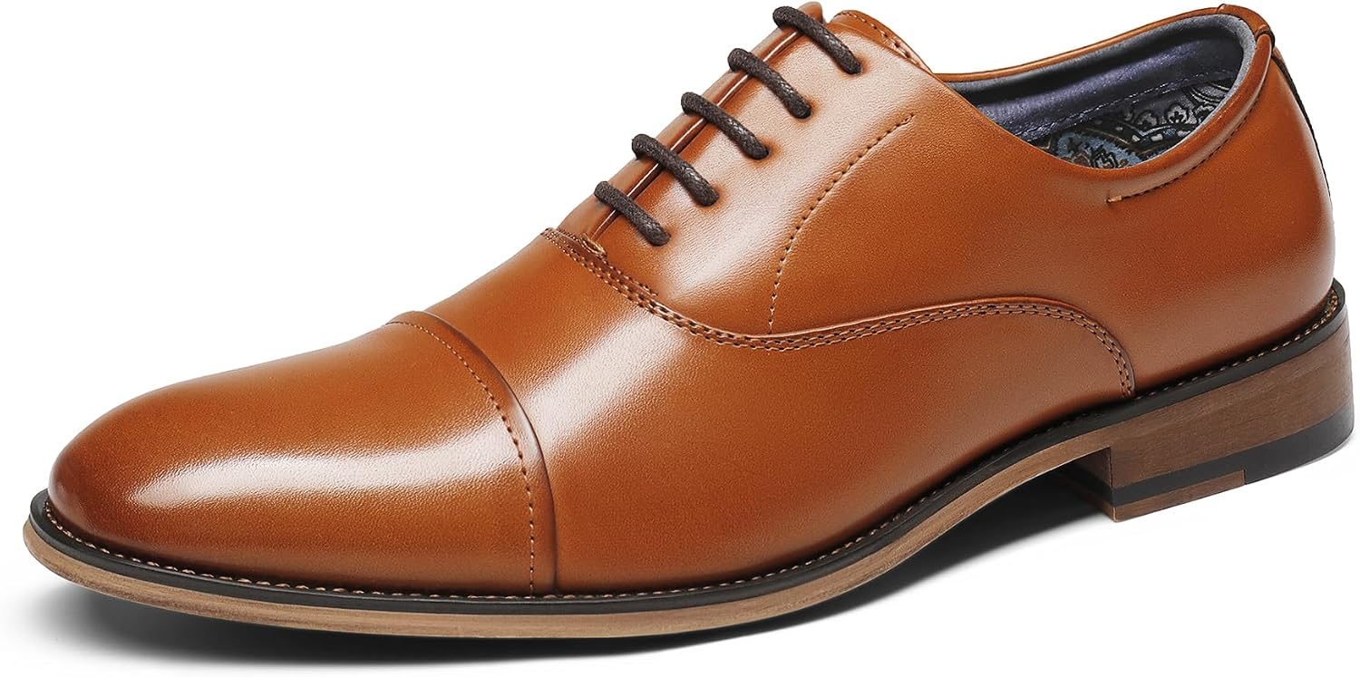 Bruno Marc Men's Lace Up Soft Cap-Toe Formal Dress Shoes, Brogues Classic Oxfords Office Work Business Shoes
