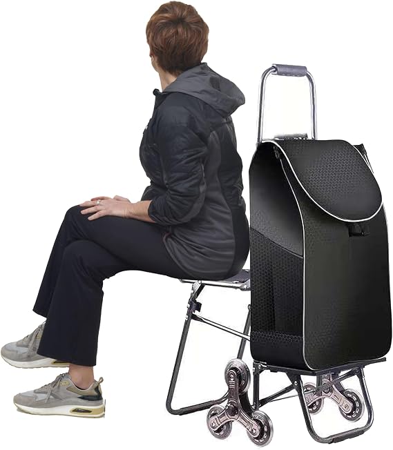 Foldable Grocery Trolley on Wheels - Waterproof Collapsible Shopping Cart - Multi-Functional Design for Seniors, Ideal for Daily Shopping Needs