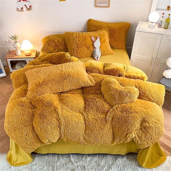 Plush Four Piece Set with Thick and Warm Winter Coral Velvet Bed Sheets, Duvet Covers, Bedding(200 * 230cm)
