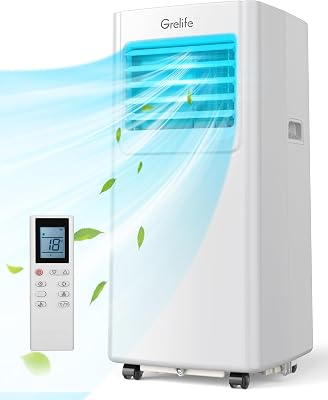 Grelife 8,000 BTU Portable Air Conditioners,4 Modes Portable Ac Units Cooling Up to 350 Sq.Ft,48dB Quiet Dehumidifier,Fan,With Remote Control,LED Display,Suitable for Bedroom,Living Room,Office