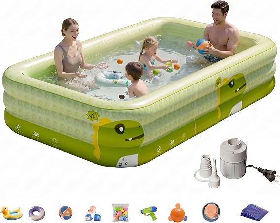 Extra-Large Inflatable Swimming Pool 152" X 72" X 23" Full-Sized Inflatable Swimming Pool Leakproof Blow Up Pool Above Ground for Backyard, Outdoor, Garden, Summer Water Party