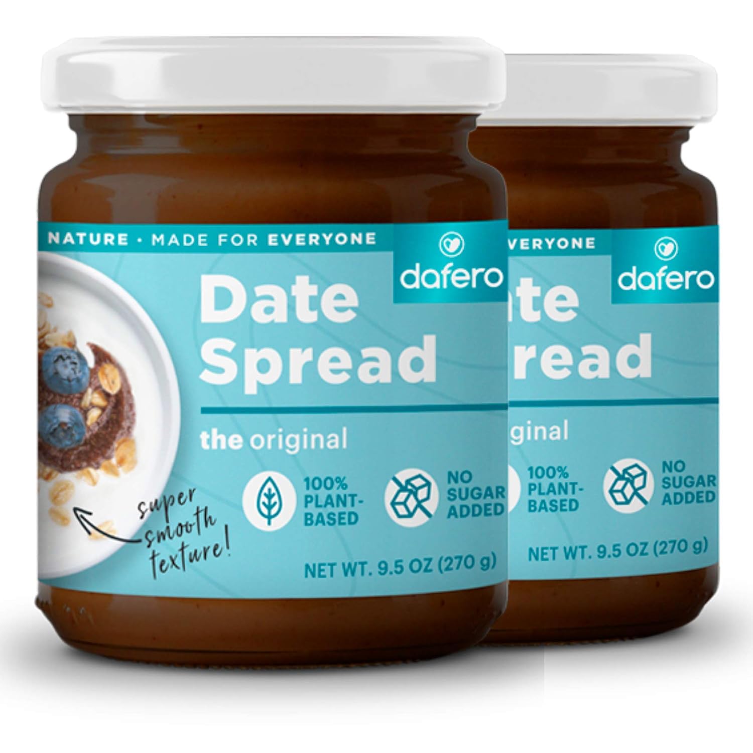 Dafero Superfoods The Original Date Spread | Vegan, No Sugar Added, Paleo, Gluten Free, Whole 30, Low Glycemic Index, Healthy Sugar Substitute, Date Jam 2 Pack