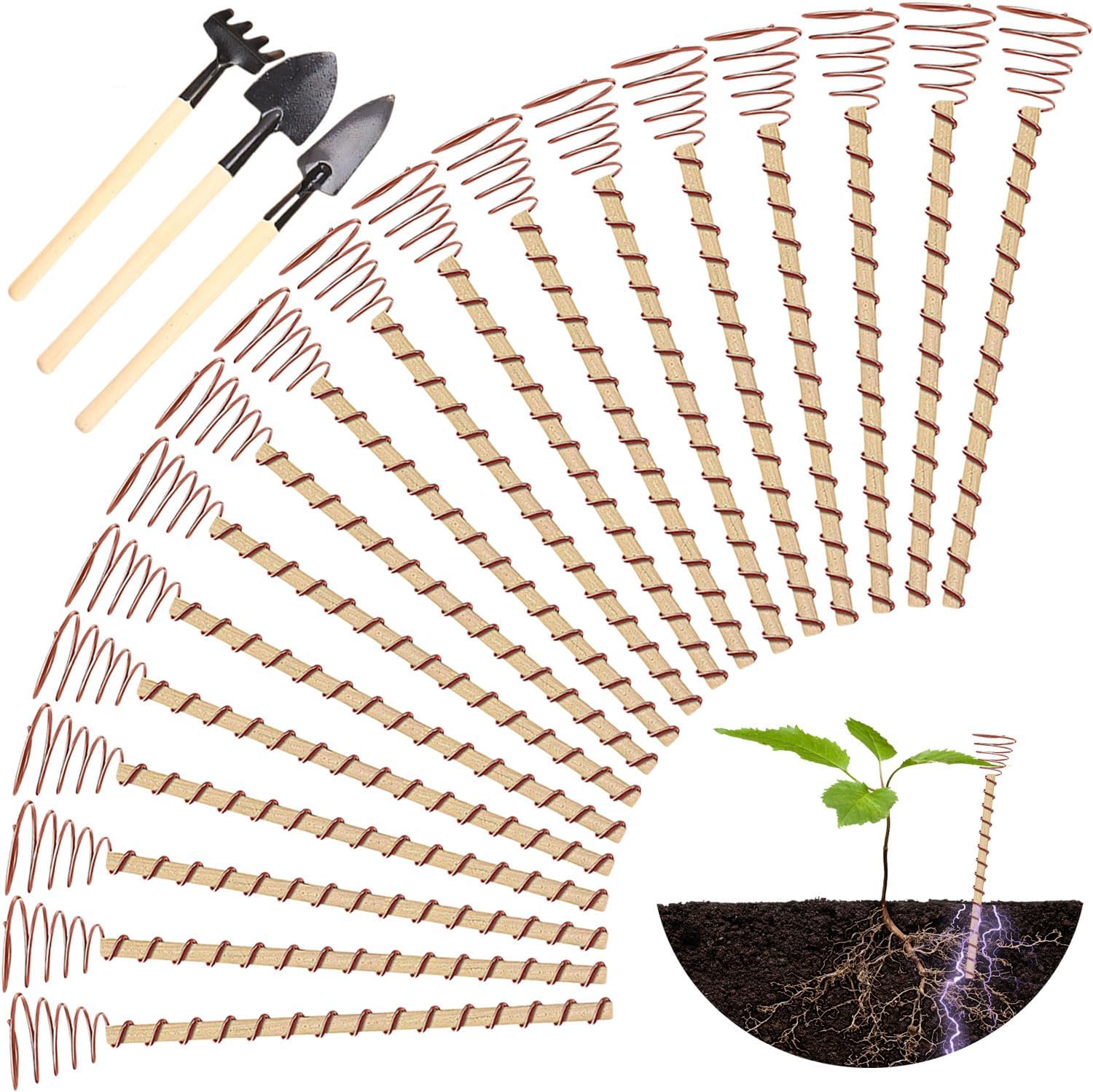 18 Pack Electroculture Plant Stakes, Electroculture Copper Gardening Antennas, High-Efficiency Electroculture Gardening Copper Coil for Enhanced Growth, Eco-Friendly Garden Solution 13.8 in