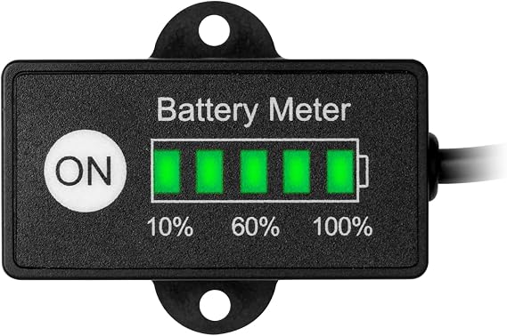 Jayron Mini LED Battery Indicator DC 12V to 24V Battery Fuel Gauges for Golf Carts, Forklifts and Power Equipment