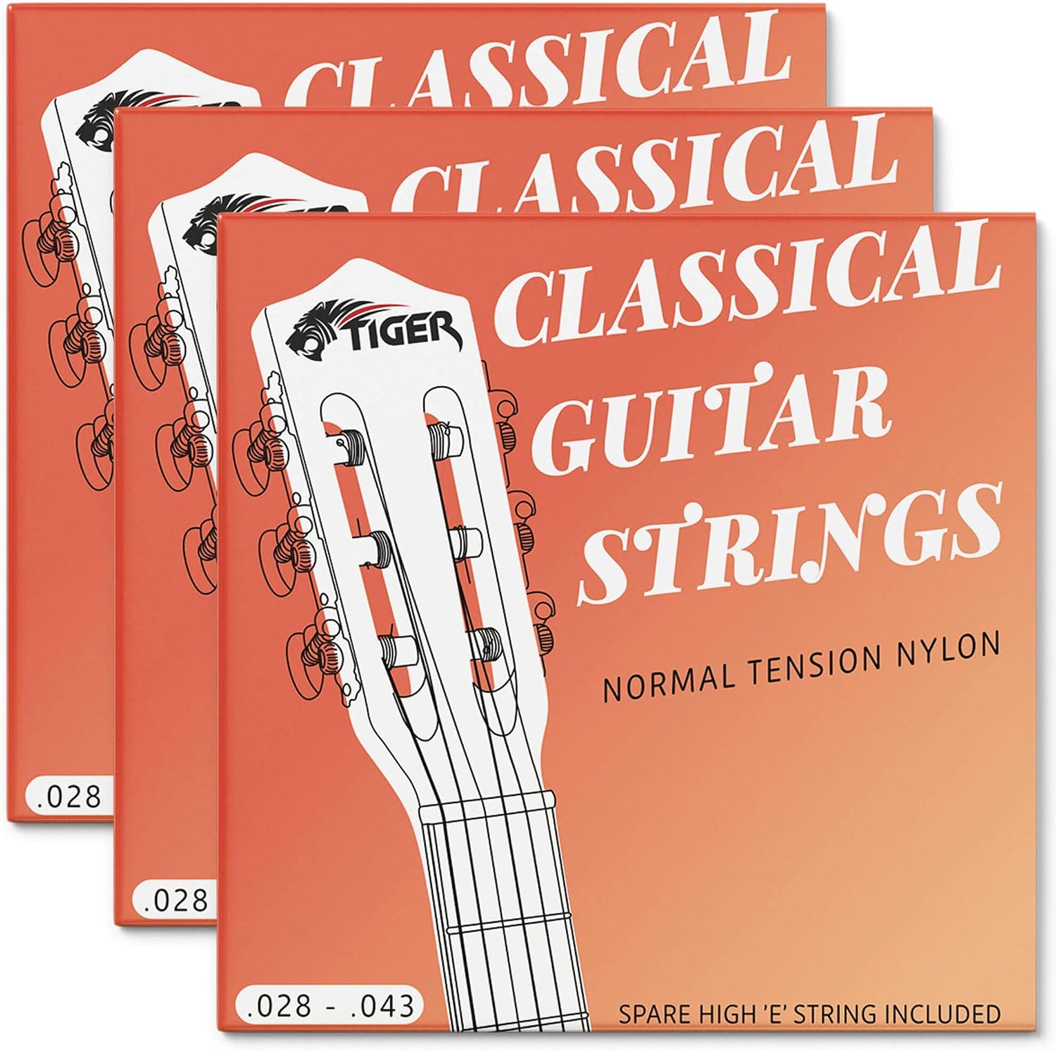 TIGER CGS-3-NY Classical Guitar Strings - Pack of 3 Sets