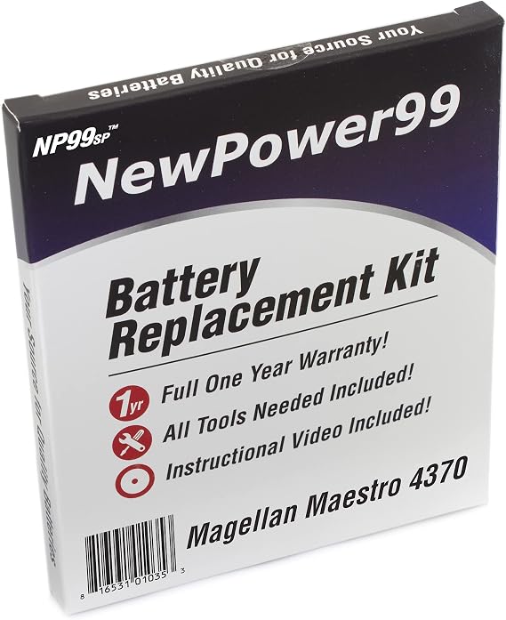 NewPower99 Battery Replacement Kit with Battery, Video Instructions and Tools for Magellan Maestro 4370